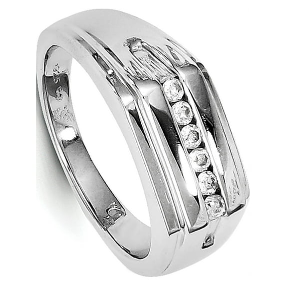 Designer Sterling Silver Rhodium Plated Diamond Men's Ring Made In India -Jewelry By Sweet Pea Creations