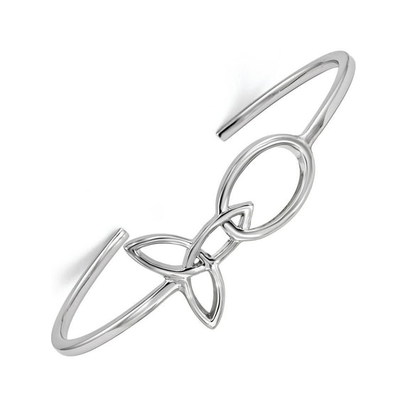 Designer Sterling Silver Rhodium Plated Polished Cuff Bangle (Width=2.5) Made In Thailand -Jewelry By Sweet Pea Creations