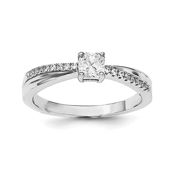 Designer Sterling Silver Rhodium-Plated Polished & Cz Ring Made In China -Jewelry By Sweet Pea Creations