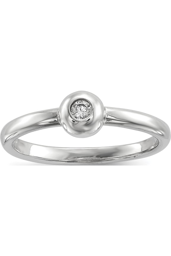 Designer Sterling Silver Rhodium-Plated Polished Cz Ring (Width=2.50) Made In Italy -Jewelry By Sweet Pea Creations