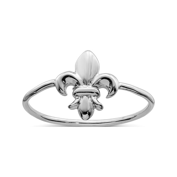 Designer Sterling Silver Rhodium-Plated Polished Fleur De Lis Ring Made In China -Jewelry By Sweet Pea Creations