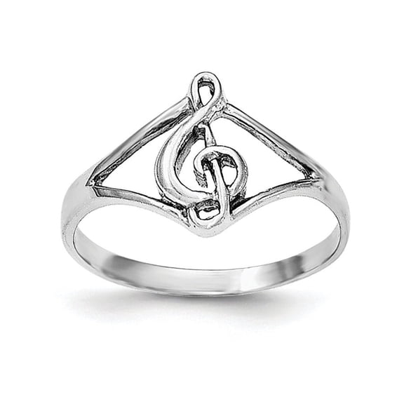Jewelry by Sweet Pea Sterling Silver Rhodium-plated Polished Music Note Ring
