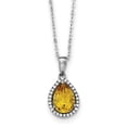 thumbnail image 1 of Designer Sterling Silver Rhodium Polished Citrine & Cz Necklace (Length=18.00) Made In China -Jewelry By Sweet Pea Creations, 1 of 2