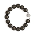 thumbnail image 1 of Designer Sterling Silver S Majestik Rh-Pl 12-13Mm Blk Imitat Shell Pearl With Cz Clasp Bracele (Length=7.5) (Width=12.00) Made In Canada, 1 of 1