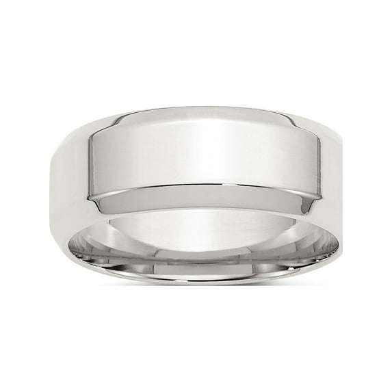 Designer Sterling Silver Ss 8Mm Bevel Edge Size 11.5 Band (Width=8.00) Made In United States -Jewelry By Sweet Pea Creations