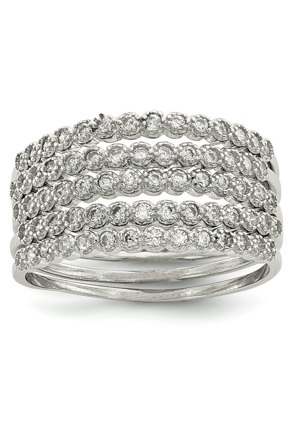 Designer Sterling Silver Stackable Set Of 5 Cz Rings Made In China -Jewelry By Sweet Pea Creations