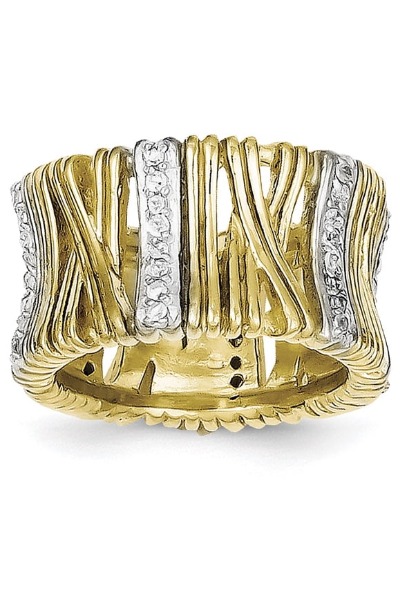 Designer Sterling Silver & Vermeil Cz Wrapped Look Ring Made In China -Jewelry By Sweet Pea Creations