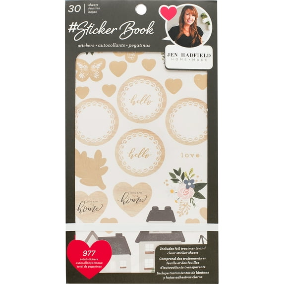 Designer #Sticker Book 4.75"X8" 30-Pages-Jen Hadfield W/Gold Foil