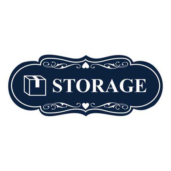Designer Storage (Box) Sign (Navy Blue / White) - Large