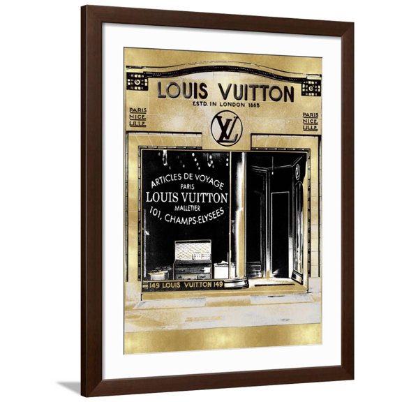 Art.com Designer Storefront in Gold Art Print by Madeline Blake, Brown Frame Wall Art, 32" x 40"