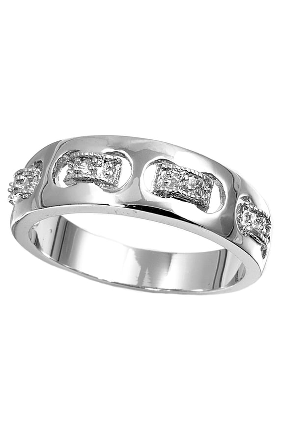 Designer Style Cubic Zirconia Ring Sterling Silver 925 Size 5