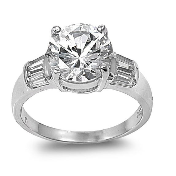 Designer Style Round Cubic Zirconia Ring Sterling Silver 925 Size 8