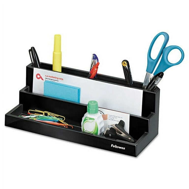 Designer Suites Desktop Organizer, 7 Compartments, Plastic, 11.13 x 5 x 3.78, Black Pearl Designer Suites Desktop Organizer, 7 Compartments, Plastic, 11.13 x 5 x 3.78, Black Pearl