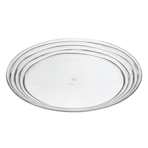 Designer Swirl 12" Acrylic Dinner Plates Set of 4, Crystal Clear Plastic Plates Reusable, Unbreakable Kitchen Plates for All Occasions BPA Free Dishwasher Safe