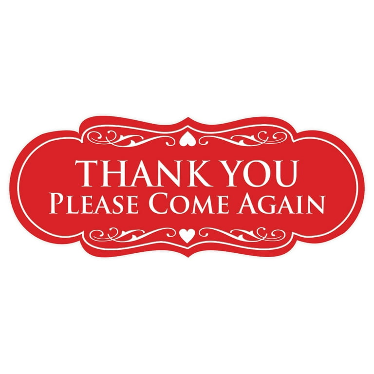 Designer THANK YOU Please Come Again Sign -Red - Large - Walmart.com