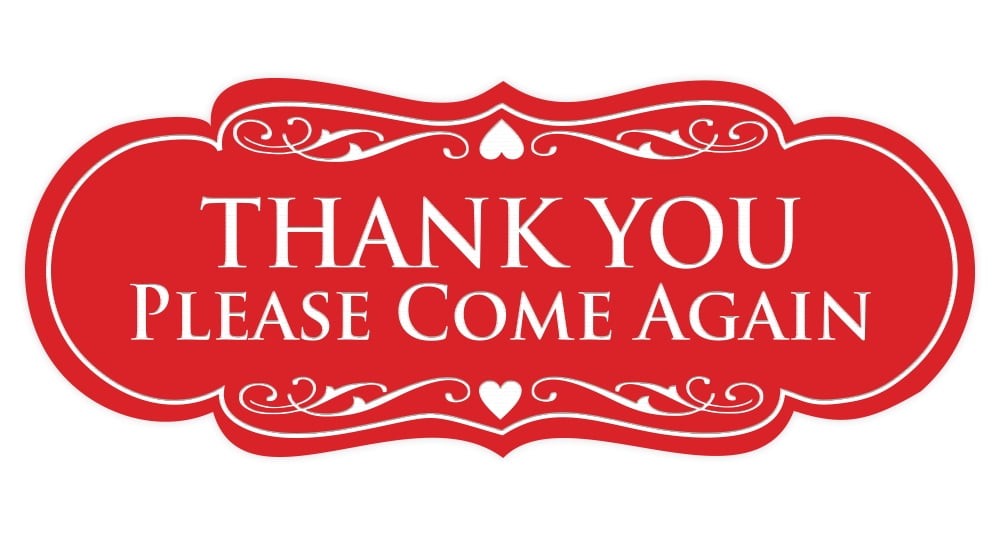Designer THANK YOU Please Come Again Sign -Red - Medium - Walmart.com