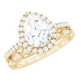 thumbnail image 1 of Rosec Jewels Certified Moissanite Marriage Ring Set - D-Vs1 Quality - Teardrop Engagement Ring with Wedding Band, 10K Yellow Gold, US 5.50, 1 of 7