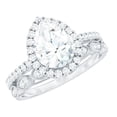 thumbnail image 1 of Rosec Jewels Certified Moissanite Marriage Ring Set - D-Vs1 Quality - Teardrop Engagement Ring with Wedding Band, 925 Sterling Silver, US 7.00, 1 of 8