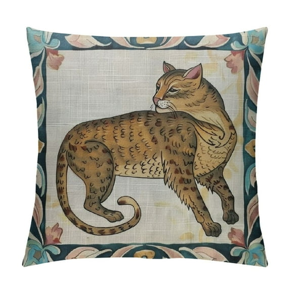 Designer Throw Pillow Covers for Couch,Vintage French Pillows Cover with Cheetah Pattern and White ,Farmhouse Decorative Square Pillowcases for Bed Living Room Outdoor