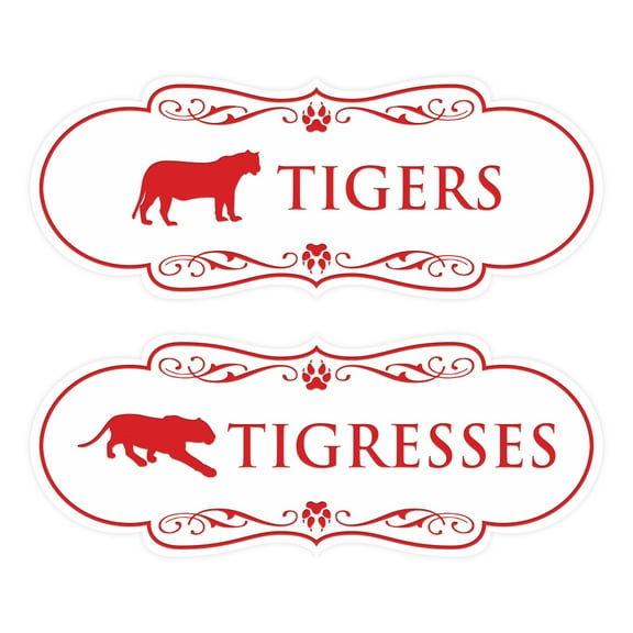 Designer Tigers and Tigresses, Novelty Restroom Signs, Set of 2 (Black) - Medium