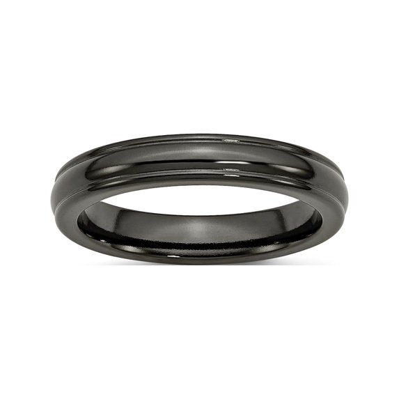 Designer Titanium Black Ti Domed 4Mm Polished Rounded Edge Band (Width=4.00) Made In United States -Jewelry By Sweet Pea Creations