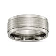 thumbnail image 1 of Designer Titanium/Silver Two-Tone Titanium With Argentium .925 Silver Inlay Ridged Edge 9Mm Band (Width=9.00) Made In United States, 1 of 6