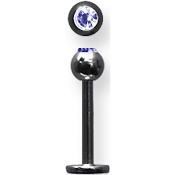 Designer Titanium Solid Labret W Press Fit Gem Ball 16G (1.3Mm) 3/8 (10Mm) Long Made In China -Jewelry By Sweet Pea Creations