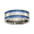 thumbnail image 1 of Designer Titanium With Blue Double Groove 8.5Mm Polished Band (Width=8.50) Made In United States -Jewelry By Sweet Pea Creations, 1 of 6