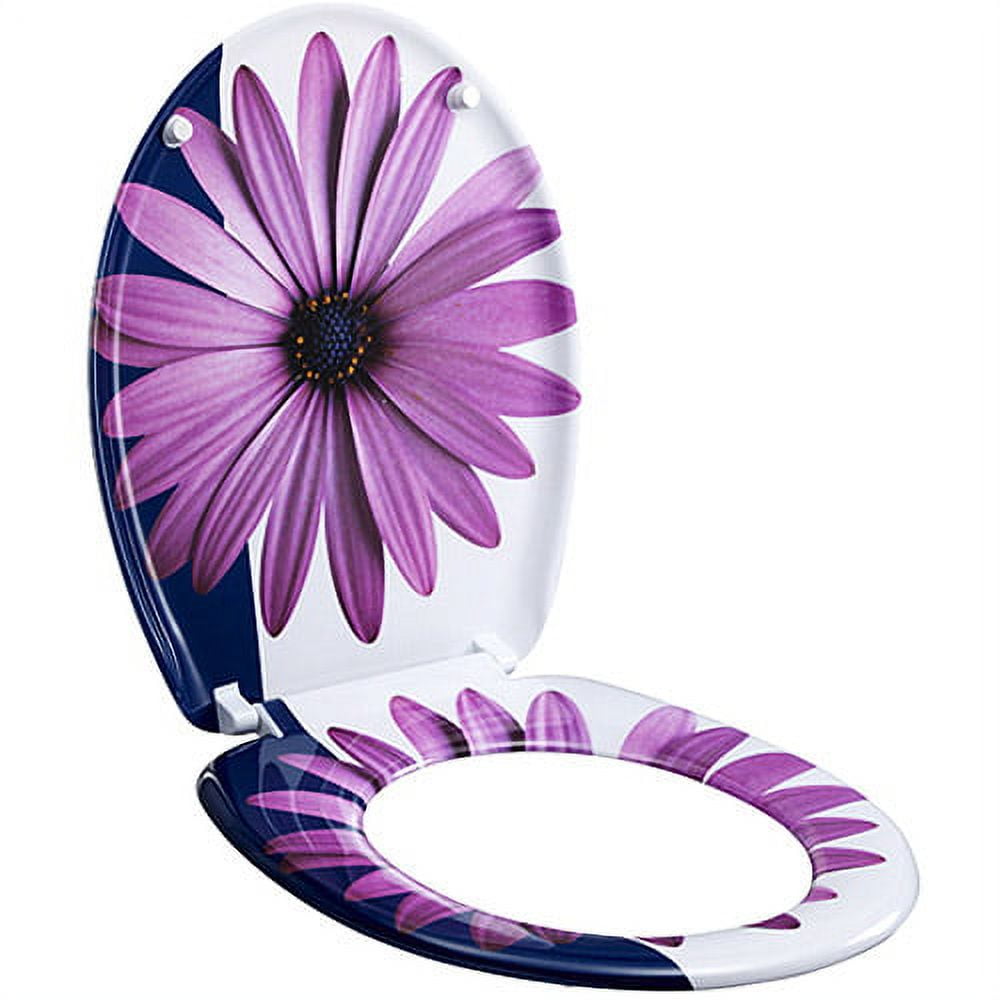 Designer Toilet Seat, Purple Daisy