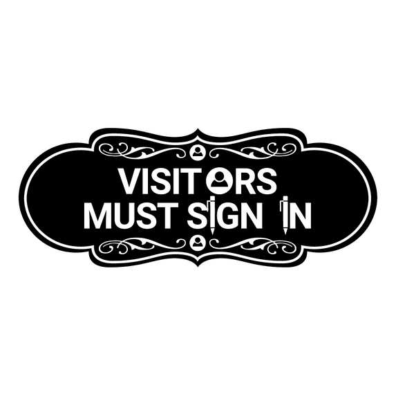 Designer Visitors Must Sign In Sign (Black) - Small