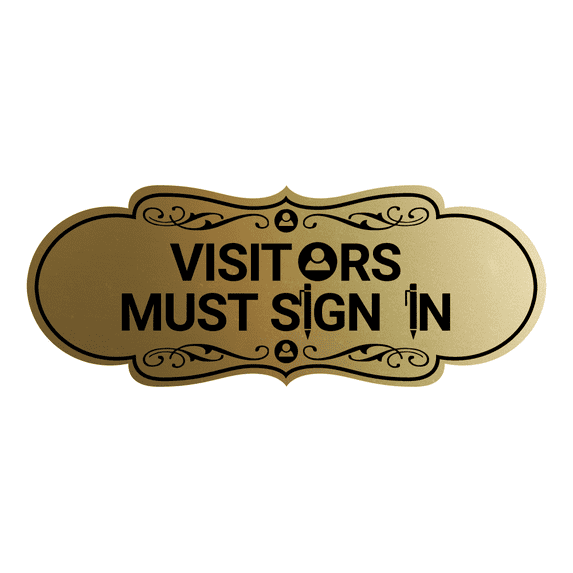 Designer Visitors Must Sign In Sign (Brushed Gold) - Medium