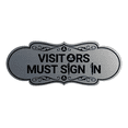 thumbnail image 1 of Designer Visitors Must Sign In Sign (Brushed Silver) - Small, 1 of 4