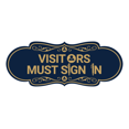 thumbnail image 1 of Designer Visitors Must Sign In Sign (Navy Blue/Gold) - Large, 1 of 4