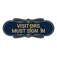 thumbnail image 1 of Designer Visitors Must Sign In Sign (Navy Blue/Gold) - Medium, 1 of 4