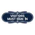 thumbnail image 1 of Designer Visitors Must Sign In Sign (Navy Blue / White) - Small, 1 of 4