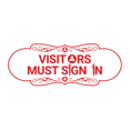 thumbnail image 1 of Designer Visitors Must Sign In Sign (White/Red) - Large, 1 of 4