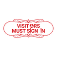 thumbnail image 1 of Designer Visitors Must Sign In Sign (White/Red) - Small, 1 of 4