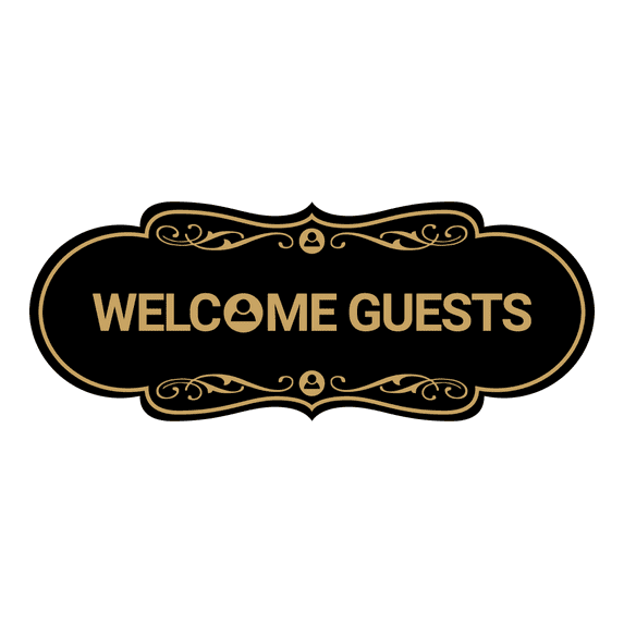 Designer Welcome Guests Sign (Black Gold) - Medium