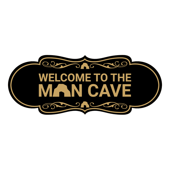 Designer Welcome to the Man Cave Sign (Black /Gold) - Small