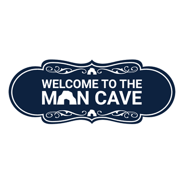 Designer Welcome to the Man Cave Sign (Navy Blue / White) - Large