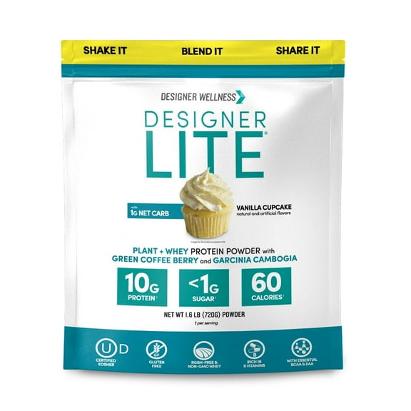 Designer Wellness, Designer Lite, Low Calorie Natural Protein, Prebiotic Fiber, Key Vitamins & Minerals, Vanilla, 25.6 Ounces