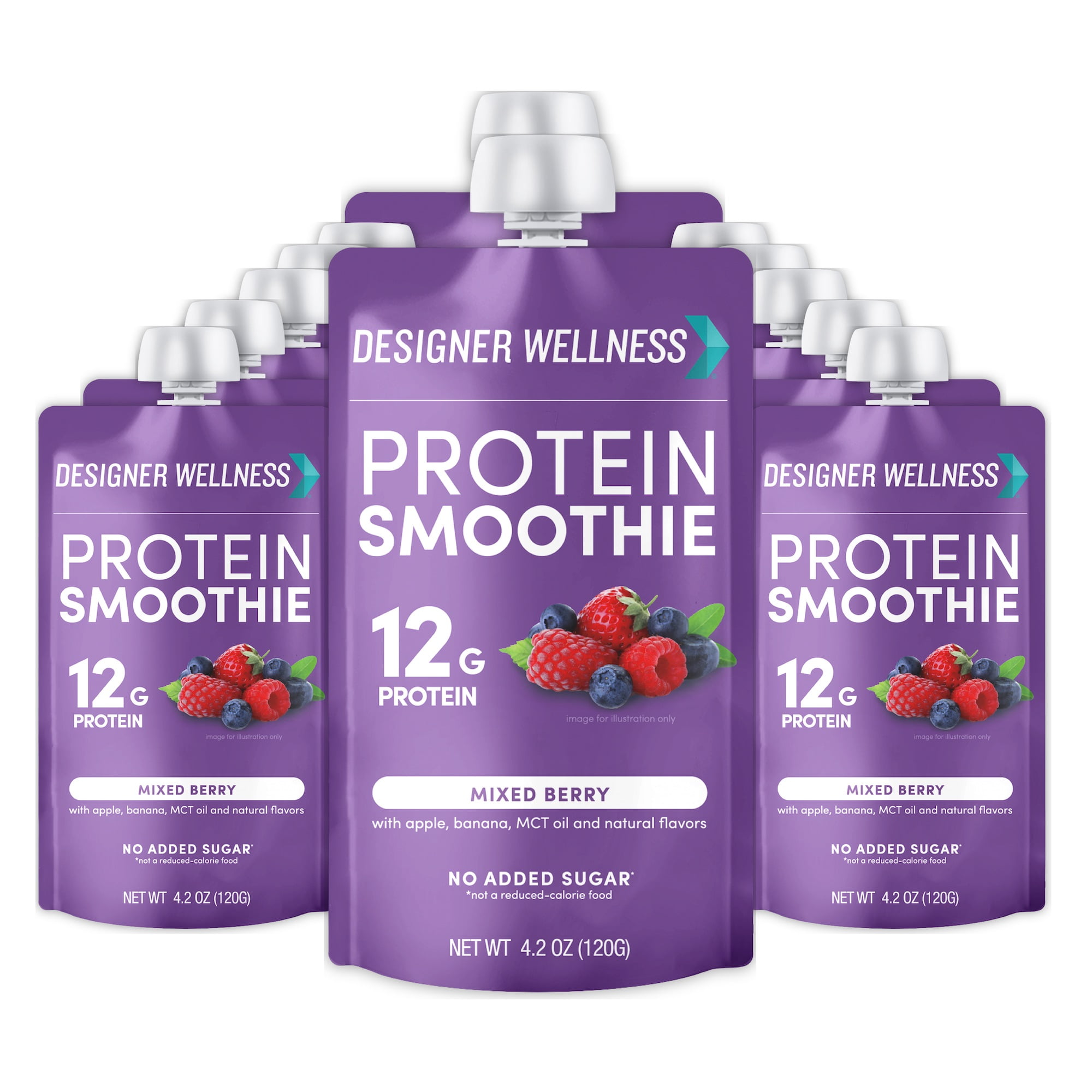 Designer Wellness Protein Smoothie, 12 Count Mixed Berry, Real Fruit, 12g  Protein, Low Carb, Zero Added Sugar, Gluten-Free