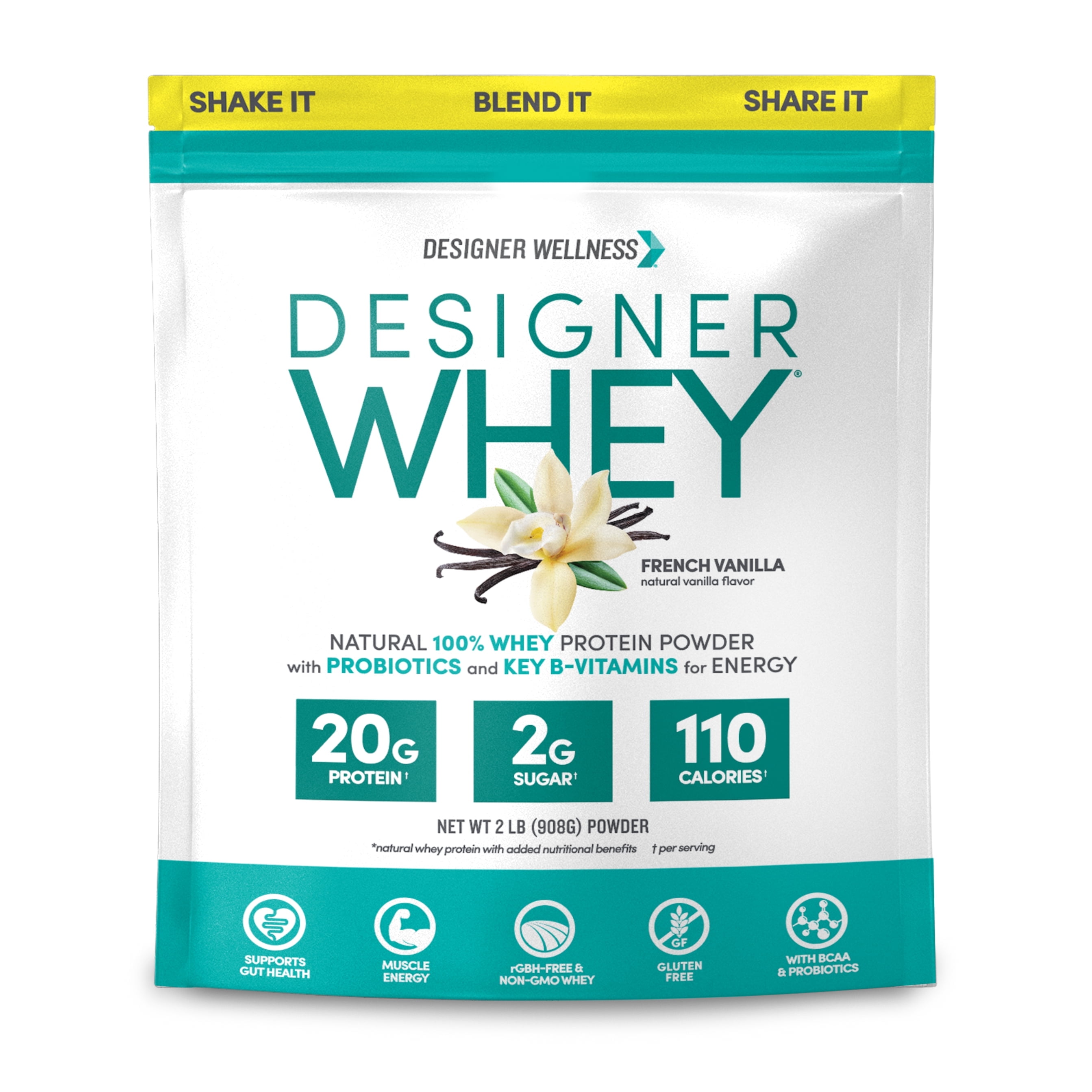 Designer Wellness, Designer Whey, Natural 100 Whey Protein Powder with