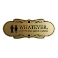 thumbnail image 1 of Designer Whatever, Just Wash Your Hands, Novelty Restroom Sign (Brushed Gold) - Large, 1 of 5