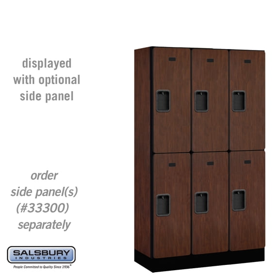 Designer Wood Locker - Double Tier - 3 Wide - 5 Feet High - 15 Inches Deep - Mahogany