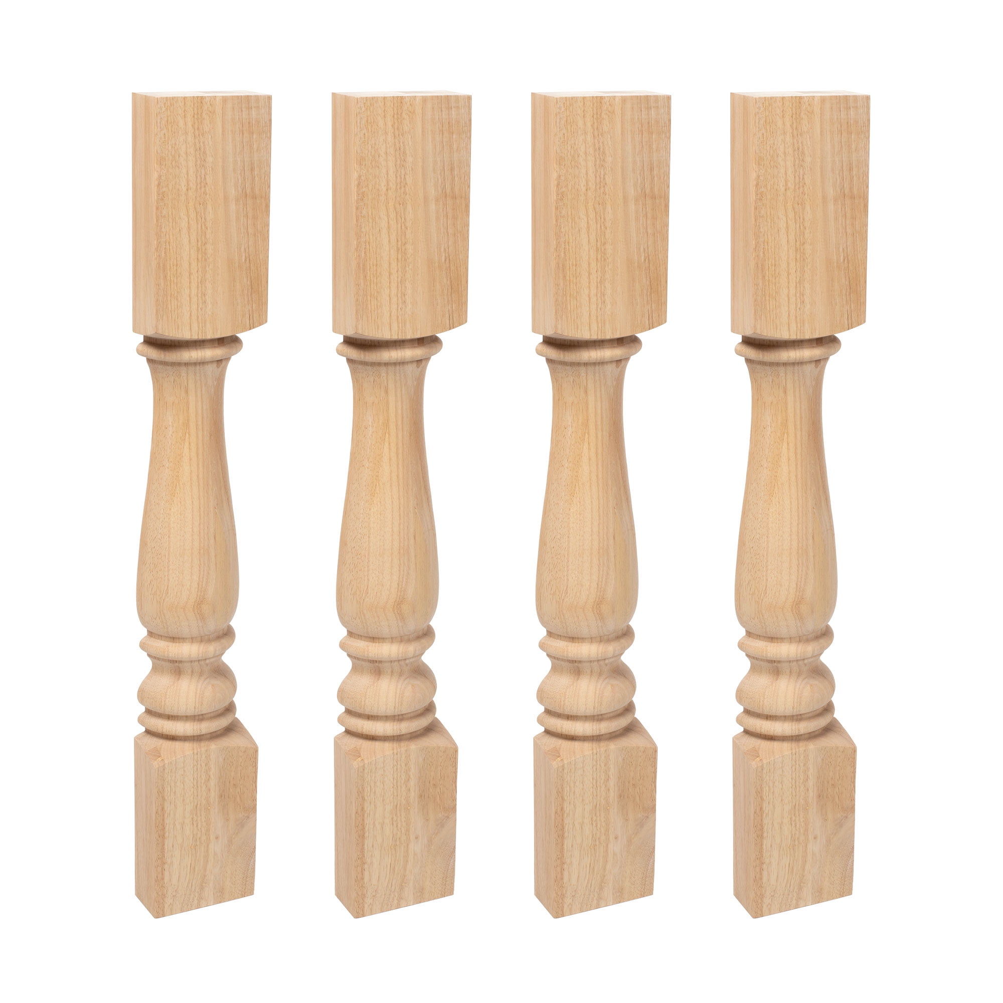 Unfinished Solid Hardwood Half Round Kitchen Island Legs Set
