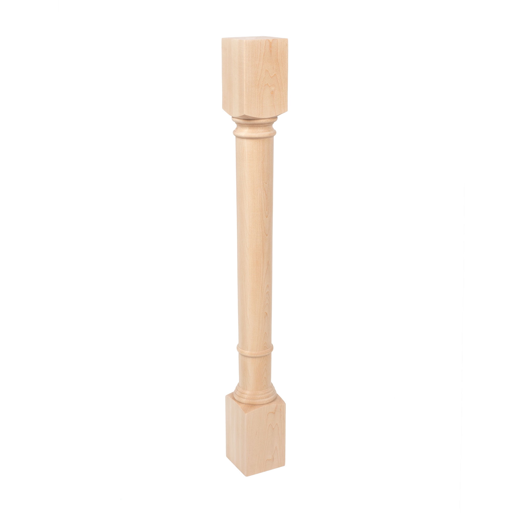 Unfinished Hard Maple Traditional Full Round Kitchen Island Leg