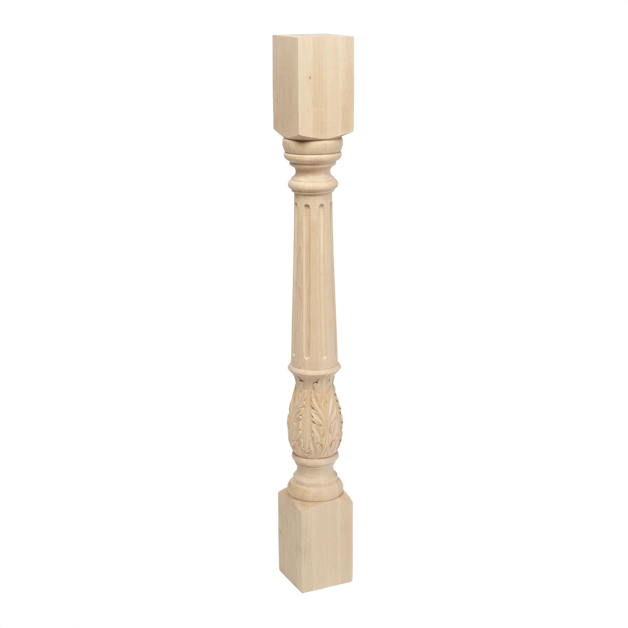 Unfinished Maple Acanthus Leaf Kitchen Island Leg 35.25"