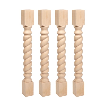 Outwater Rope Unfinished Hard Maple Kitchen Island Leg, 35-1/4 x 3-3/4 in (4-Pack)