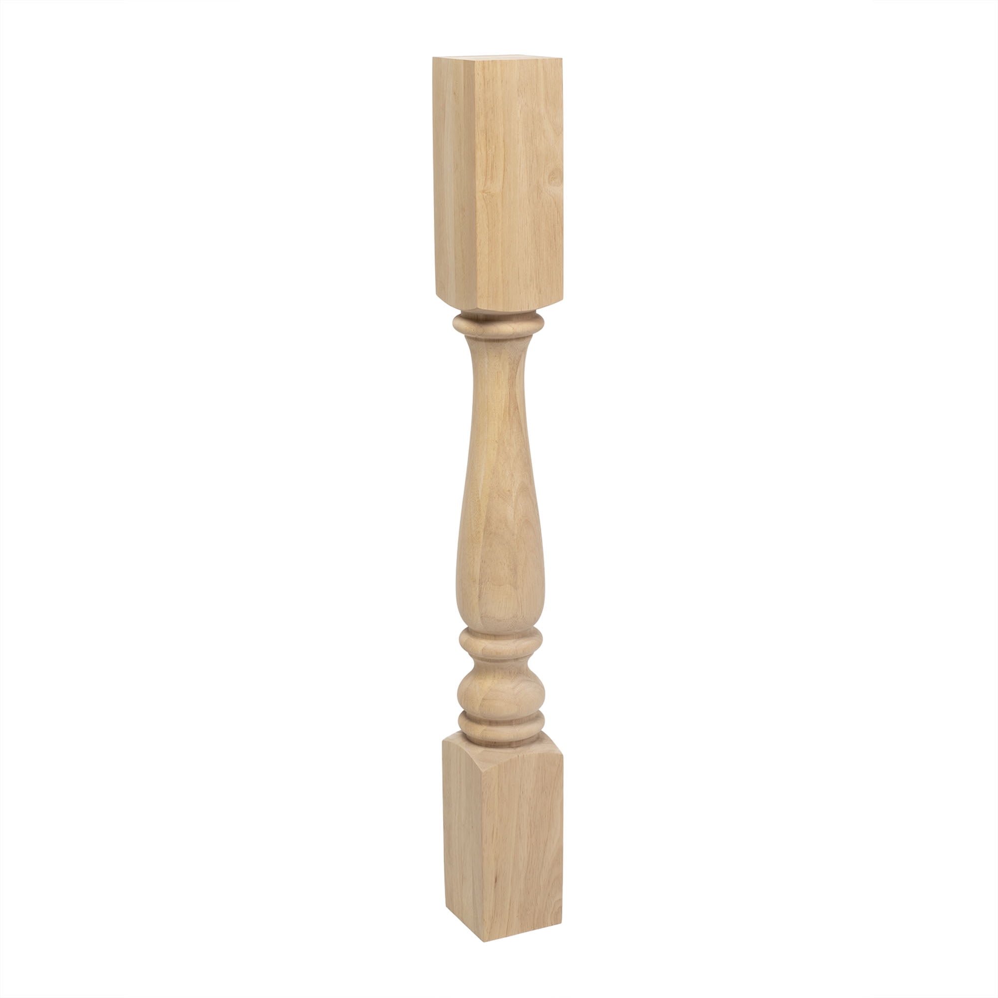 Elegant 35.25" Unfinished Rubberwood Full Round Kitchen Island Leg